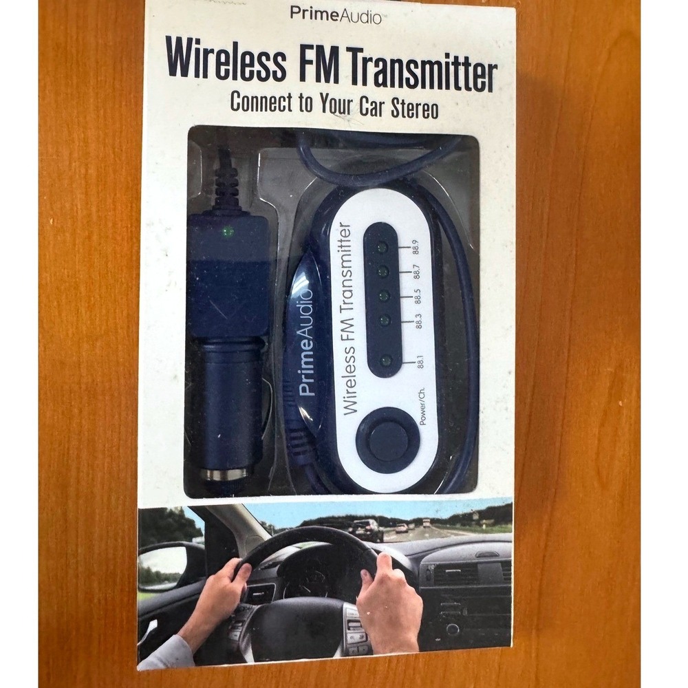 PrimeAudio Wireless FM Transmitter Car Stereo Adapter Blue PAFM-1050 New